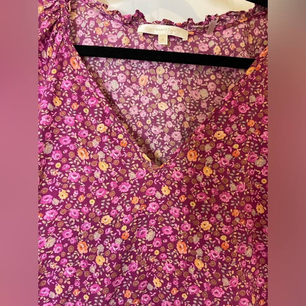 LoveShackFancy Rina Floral Printed Cotton Dress Cottagecore Girly Long Sleeve - Picture 8 of 16